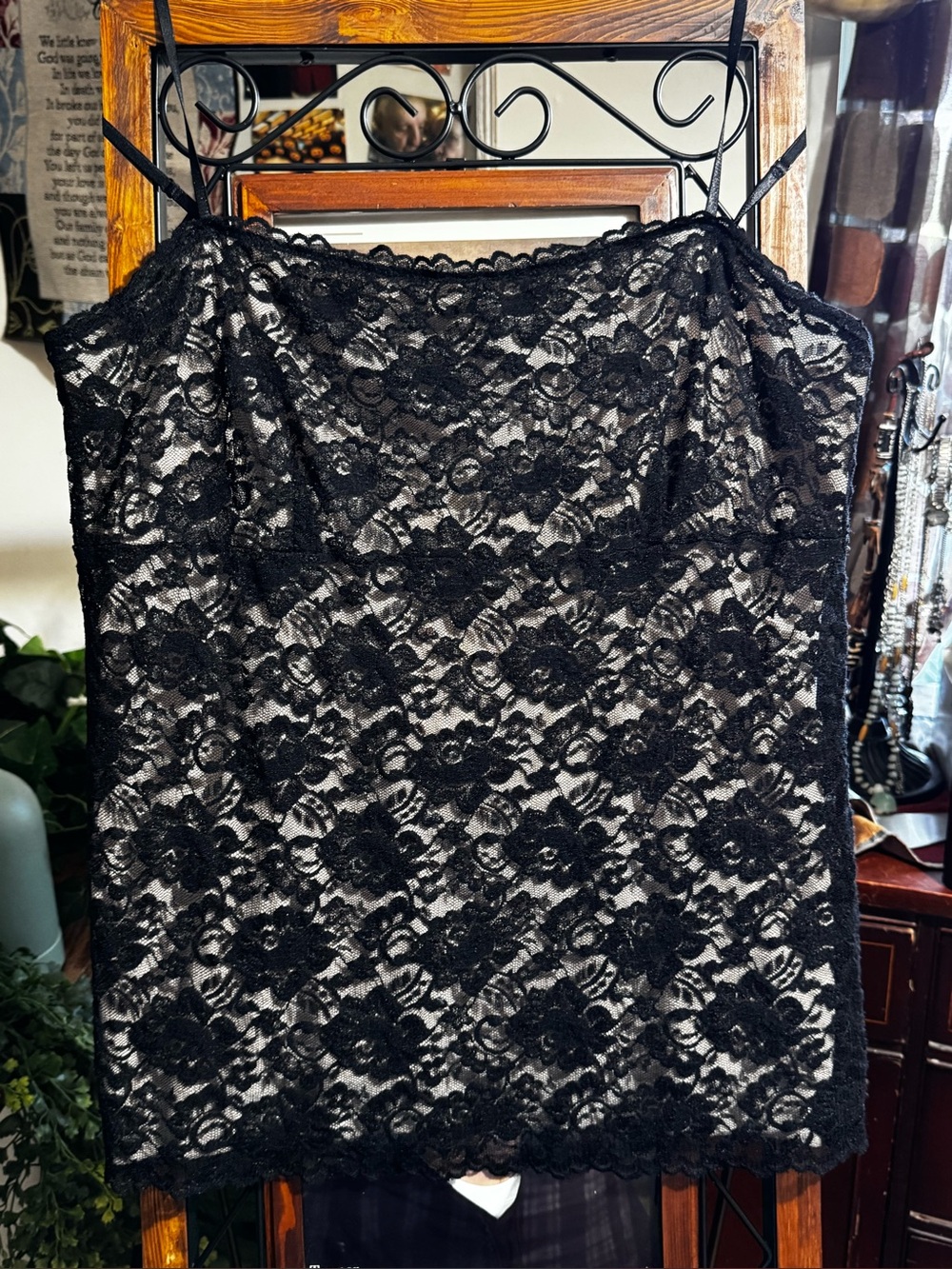 New York & Company Black Lace Floral Camisole